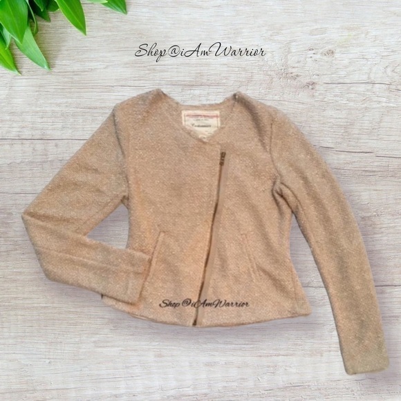 Anthropologie Cartonnier spring tan boucle moto jacket *shop@iamwarrior - Picture 6 of 11